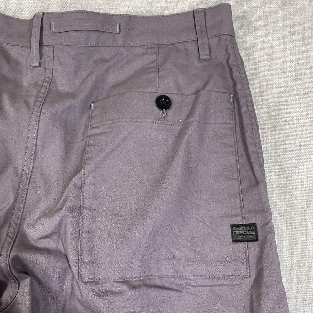 G-Star RAW Pants Mens 34x26 (Tag 34x30) Gray Pleated Work Chino Relaxed Tapered